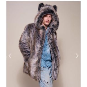 Spirithoods Spirit Hoods faux vegan fur coat grey wolf